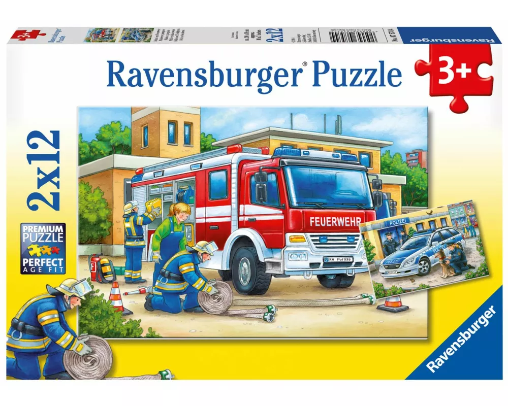 Kinderpuzzle 2x12 Teile - Polizei und Feuerwehr