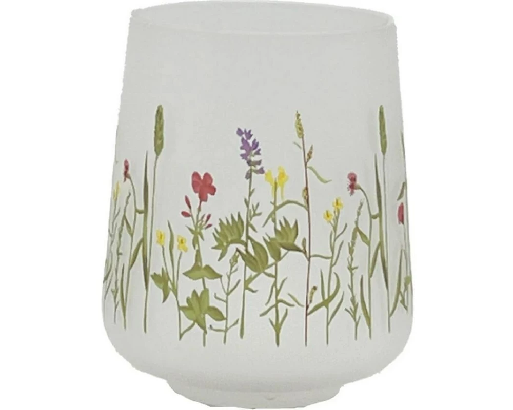 CHALET Windlicht Wiesenblumen 16 cm, Weiss