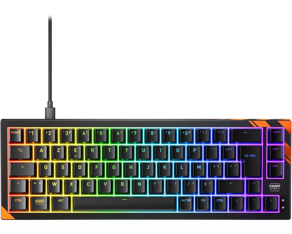CHERRY K5 PRO TMR COMPACT Tastatur Gaming USB AZERTY Französisch Schwarz, Orange