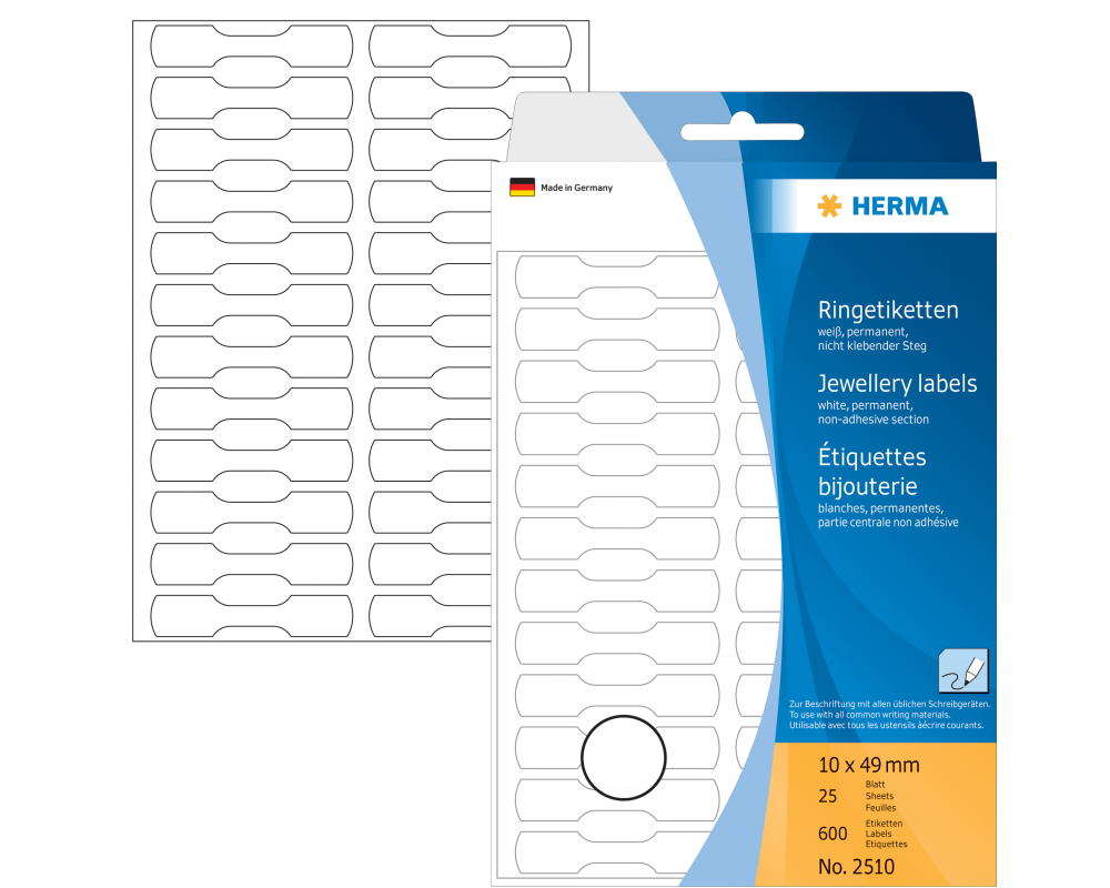 HERMA Ringetiketten 49x10mm 2510 weiss 600 Stück