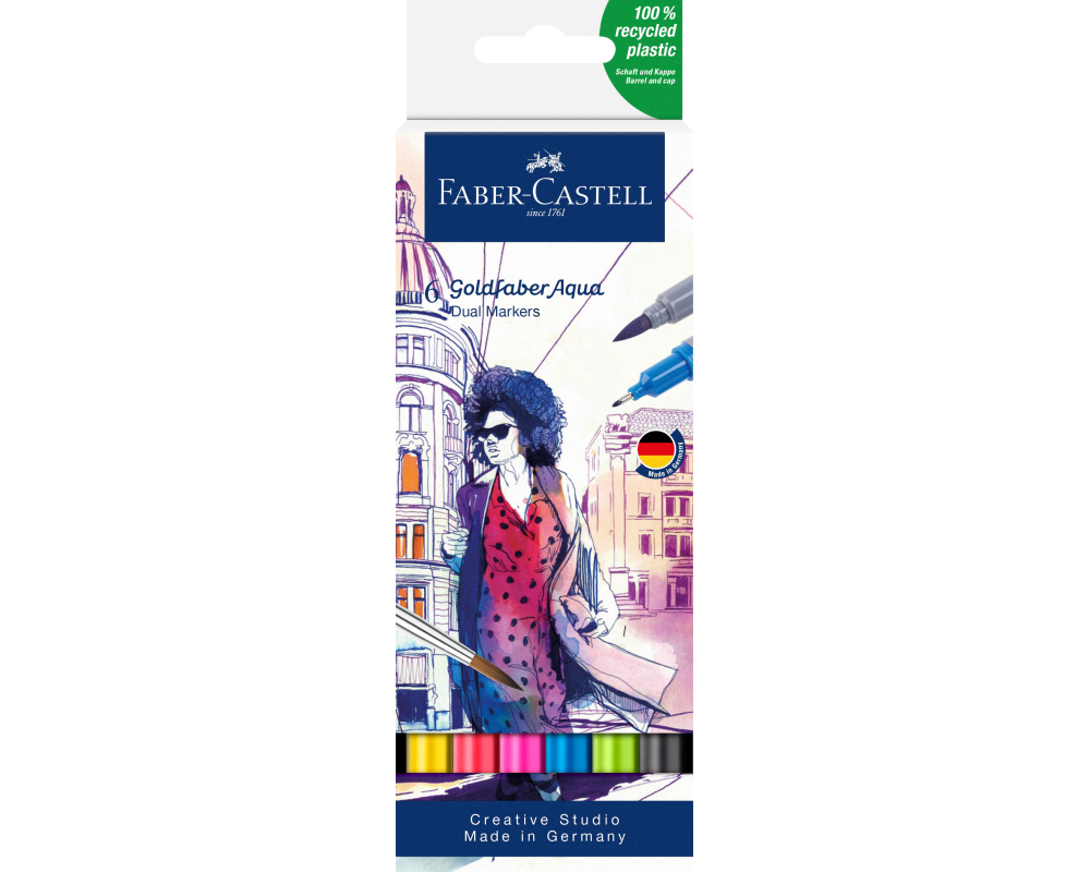 FABER-CASTELL Goldfaber Dual Marker 164606 6 couleurs, Etui