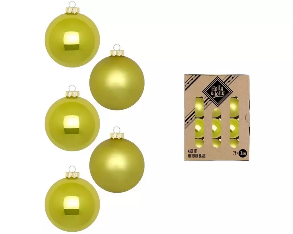 Holly & Jolly Weihnachtskugel Juicy Lime Ø 3 cm, 24 Stück