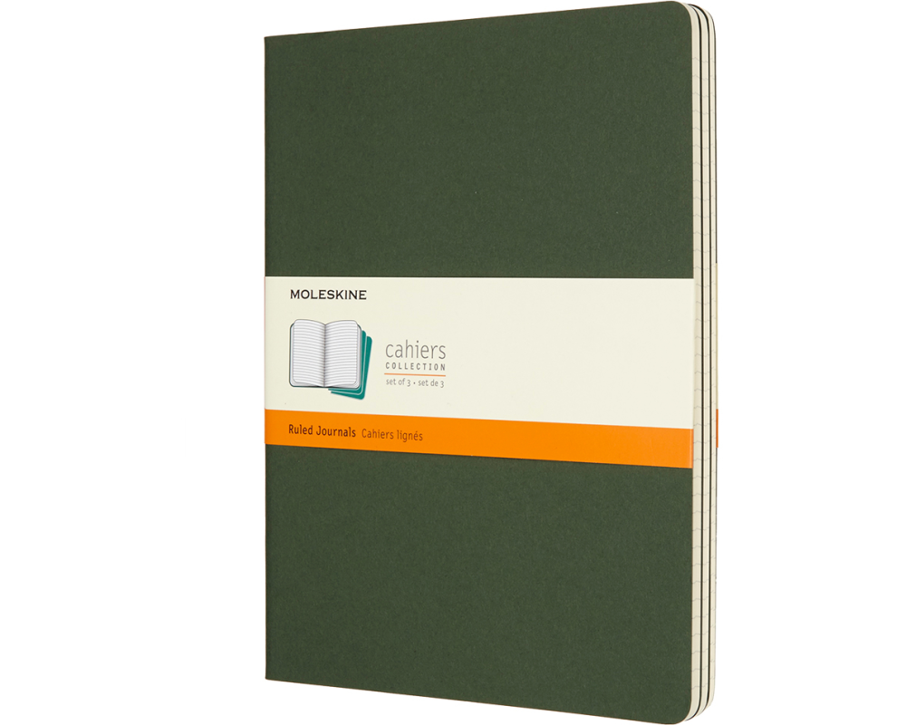 MOLESKINE Cahier XL, 3x, Liniert 855334 Myrtengrün 3 Stück