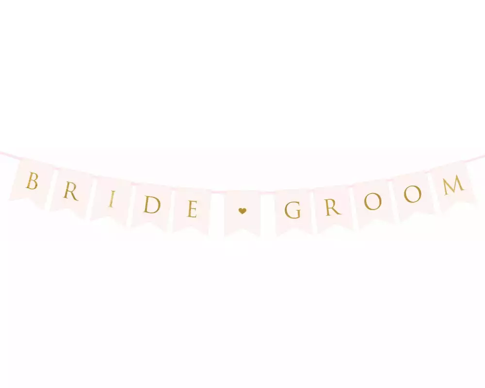 Partydeco Girlande Bride Groom 1.55 m, Gold/Hellrosa