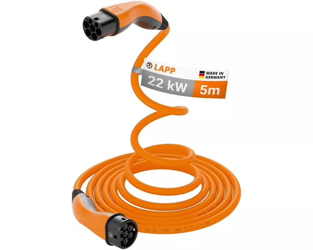 Lapp Ladekabel Helix für Elektroauto Typ 2, 22 kW, 5 m, Orange