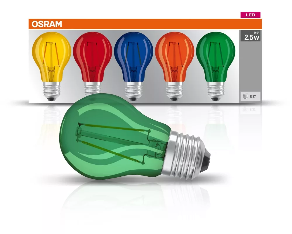 OSRAM Lampe Star Color Box, 2.5W, E27, 5 Stück, Mehrfarbig