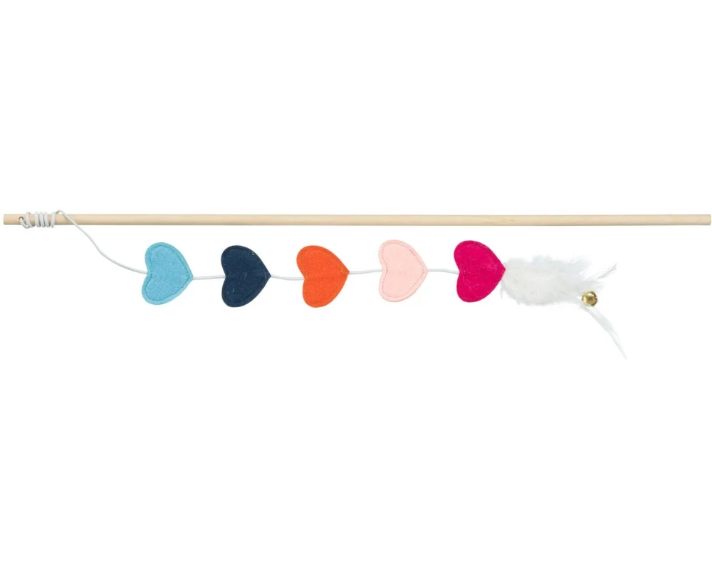 Trixie Spielangel Herzen Holz Filz Katzenminze 48 cm