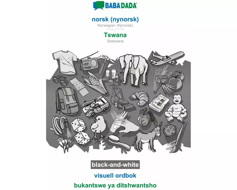 BABADADA black-and-white, norsk (nynorsk) - Tswana, visuell ordbok - bukantswe ya ditshwantsho