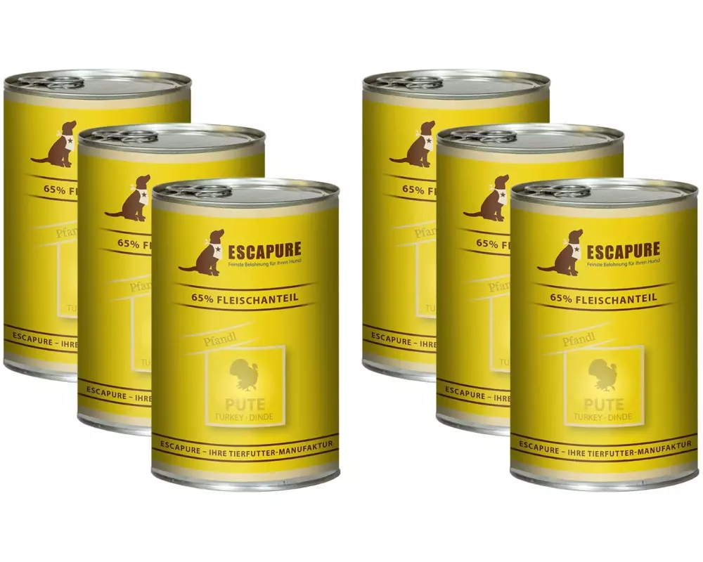 Escapure Nassfutter Puten Pfandl, 6 x 400 g