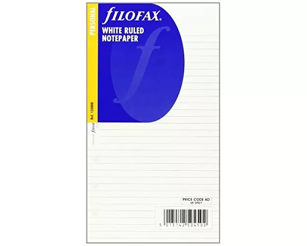 Filofax Personal white ruled notepaper refill