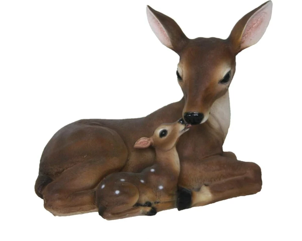 Esschert Design Reh mit Kitz liegend Polyresin Braun 23 cm