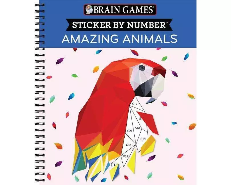 Brain Games - Sticker by Number: Amazing Animals (13 Images to Sticker)