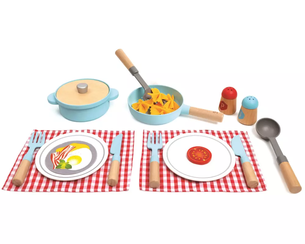 Hape Spiel-Geschirr Cook + Serve-Set