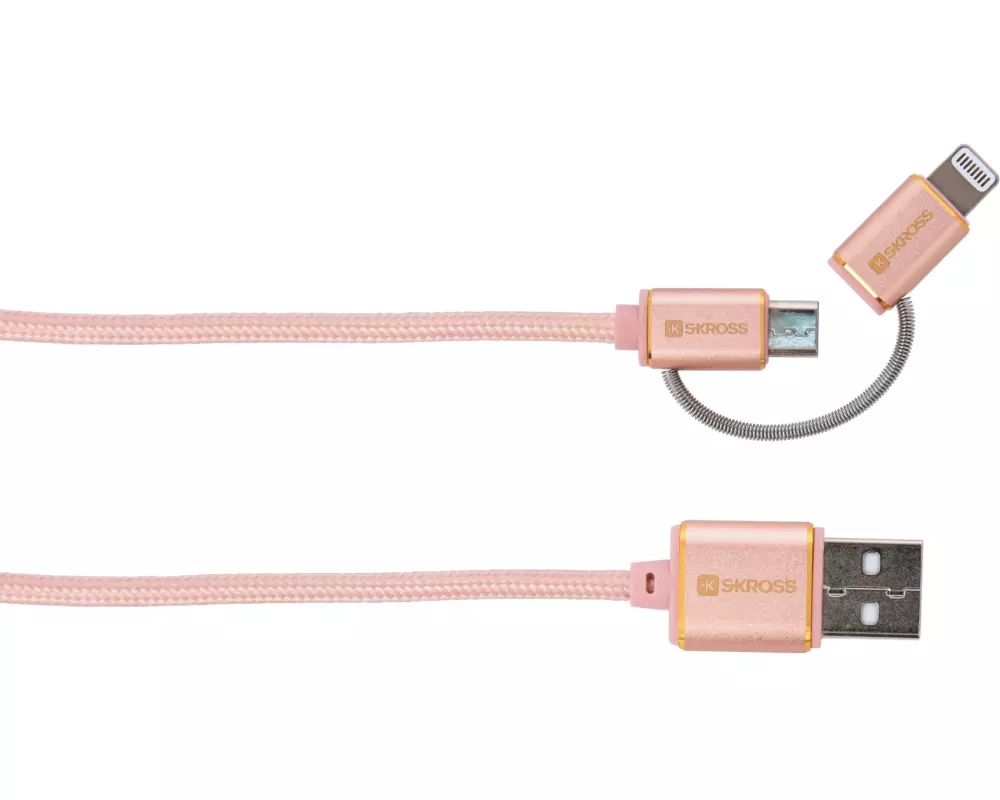SKROSS USB 2.0-Metallkabel USB A - Micro-USB B/Lightning 1 m