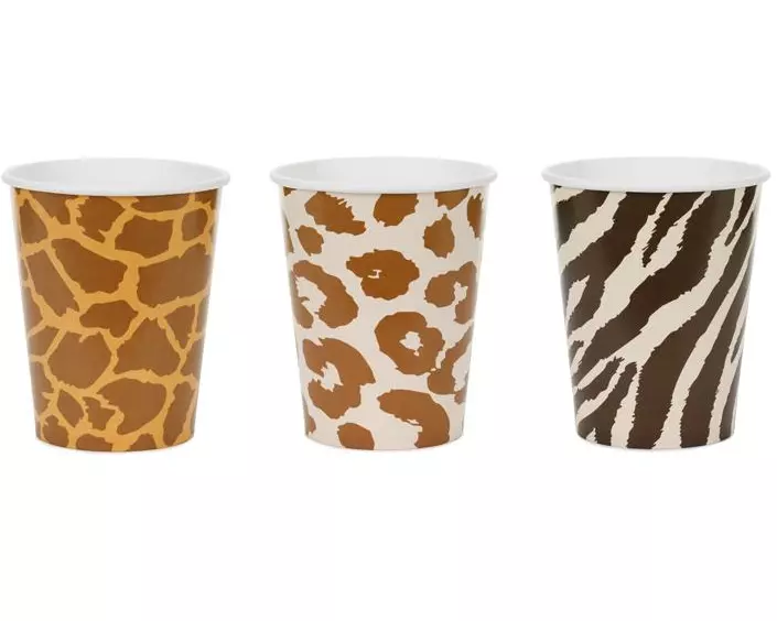 Partydeco Safari Becher Flecken Pappe, 220 ml
