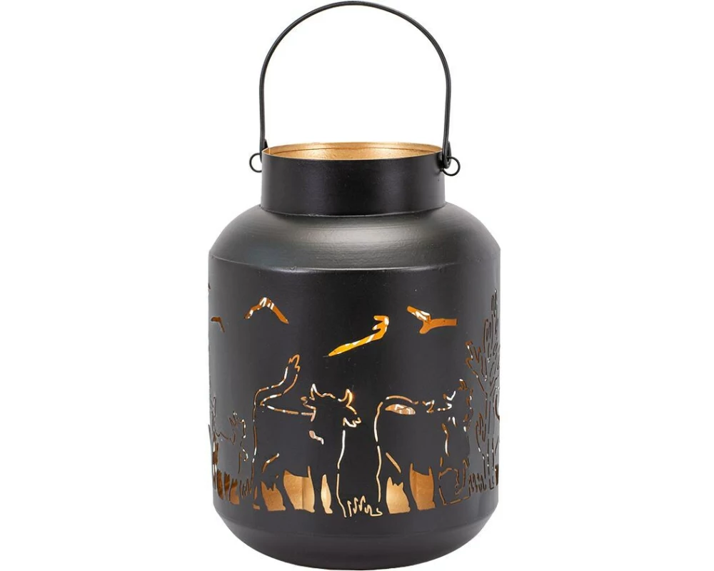 Kadastar Laterne Alpaufzug Familie 27 cm, Schwarz