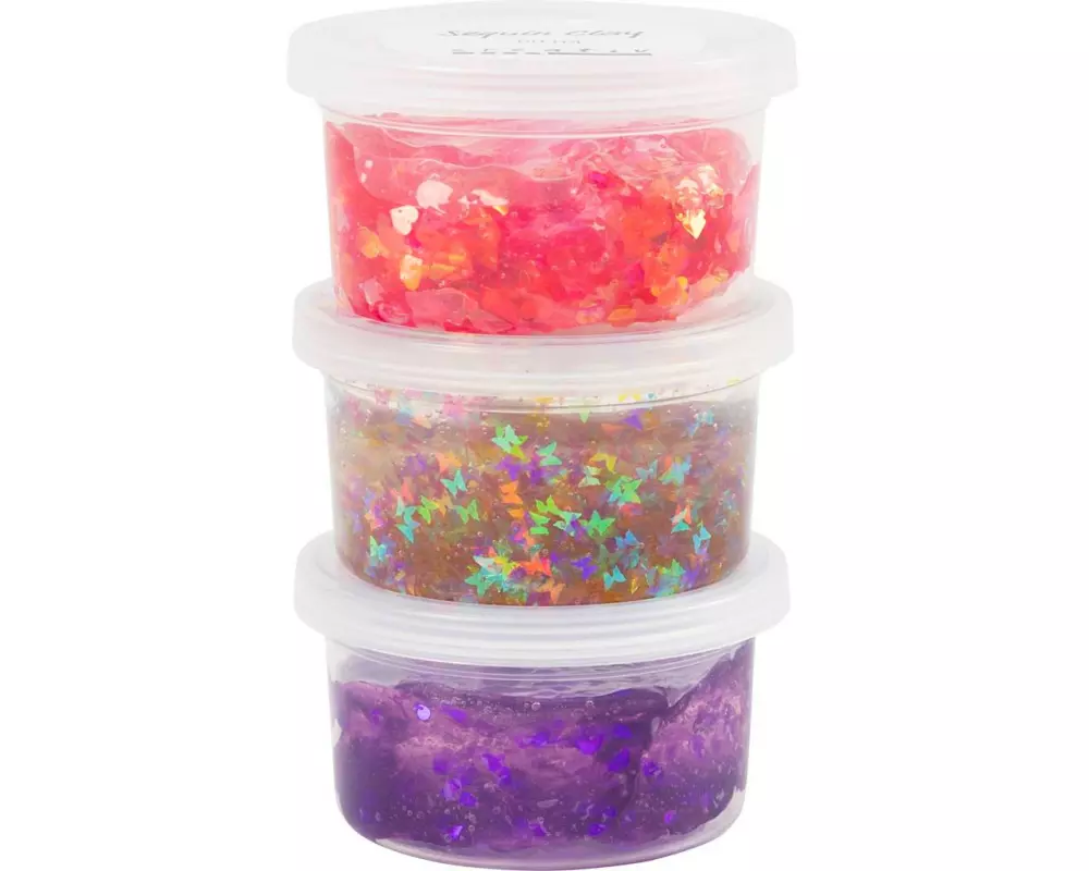 Creativ Company Modelliermasse Sequin Clay, Harmonie Pinktöne, 3 x 60 g
