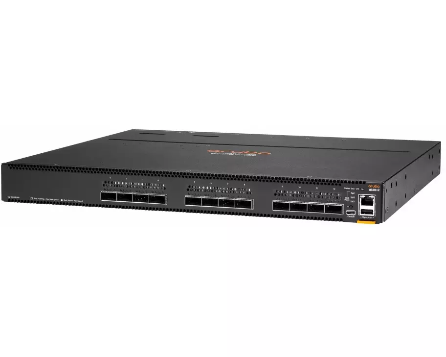 HPE Aruba 8360-12C v2 Switch Bundle, 12x 100G QSFP+/28, Back to Front, 3x Fans, 2x PSU