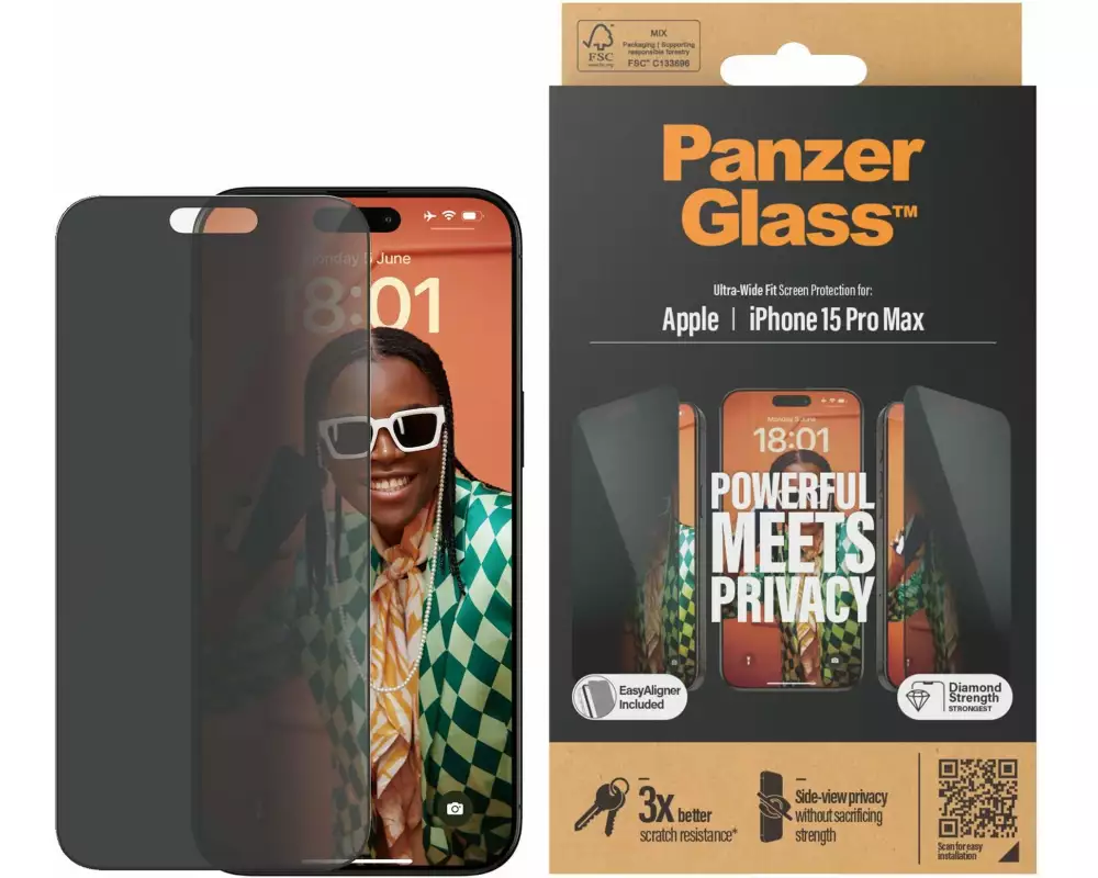 Panzerglass Displayschutz Ultra Wide Fit Privacy iPhone 15 Pro Max
