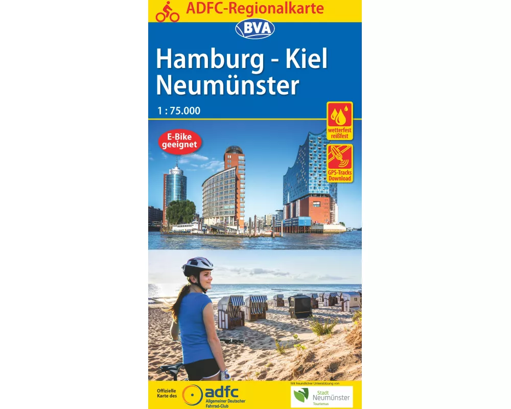 BVA ADFC Regionalkarte Hamburg/Neumünster/Kiel 1:75.000