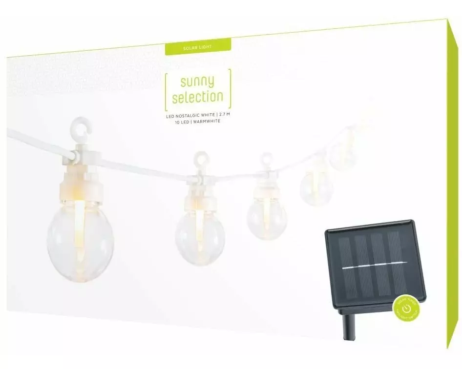 STT Lichterkette Solar Nostalgic, 10 LEDs, 2.7m, Weiss
