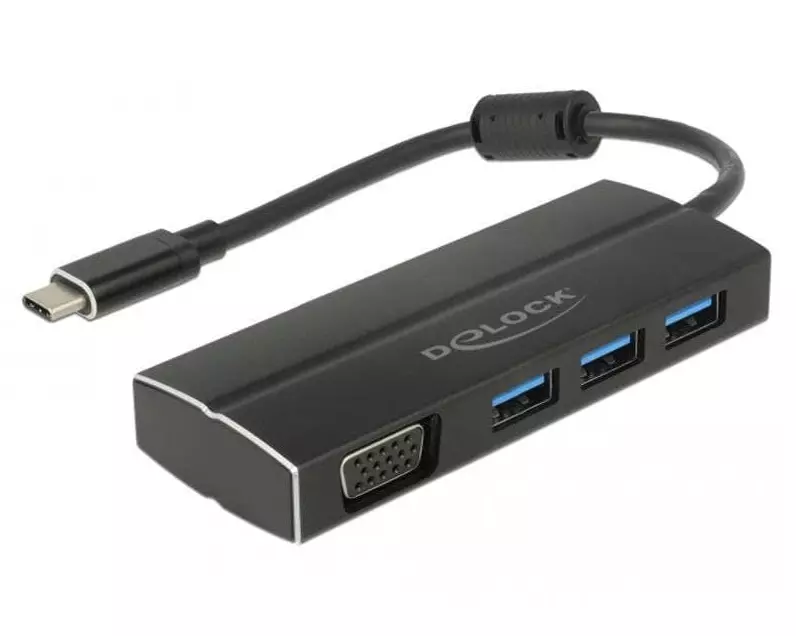 Delock Dockingstation USB 3.1 Typ-C Gen1 - 3x Typ-A + 1x VGA