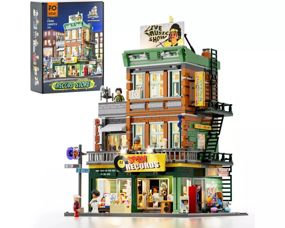 Lumibricks Plattenladen im Hip-Hop-Stil mit LED-Lichtern
