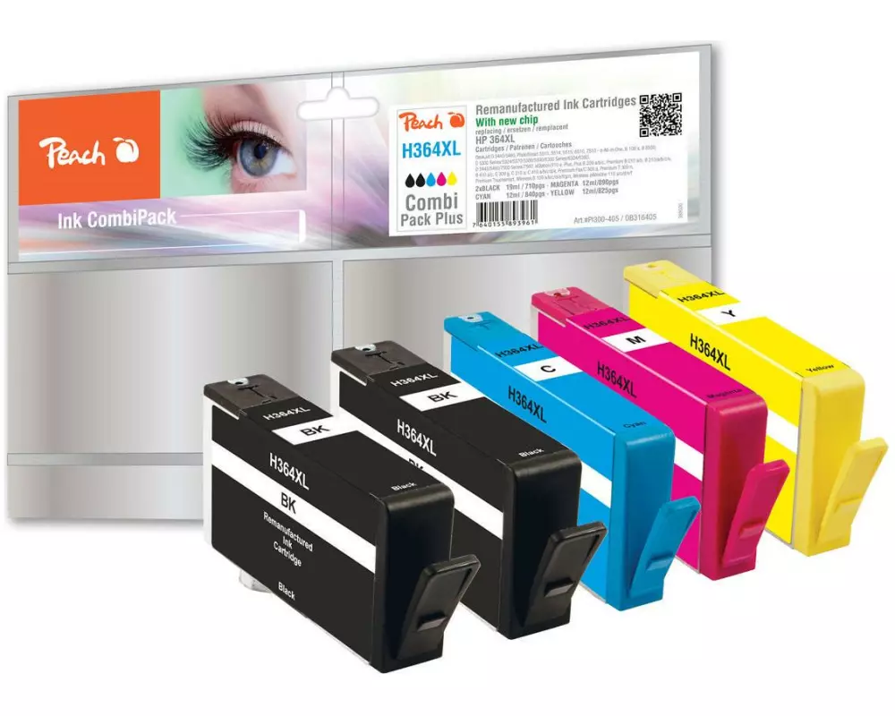 Peach Tintenset HP Nr. 364XL Multipack+ C, M, Y, 2x BK