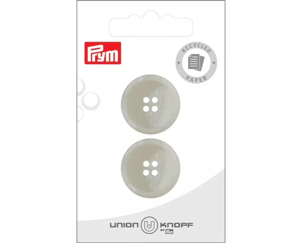 Prym Union Knopf Knöpfe Papier/Polyester 23 mm, 2 Stück, Crème