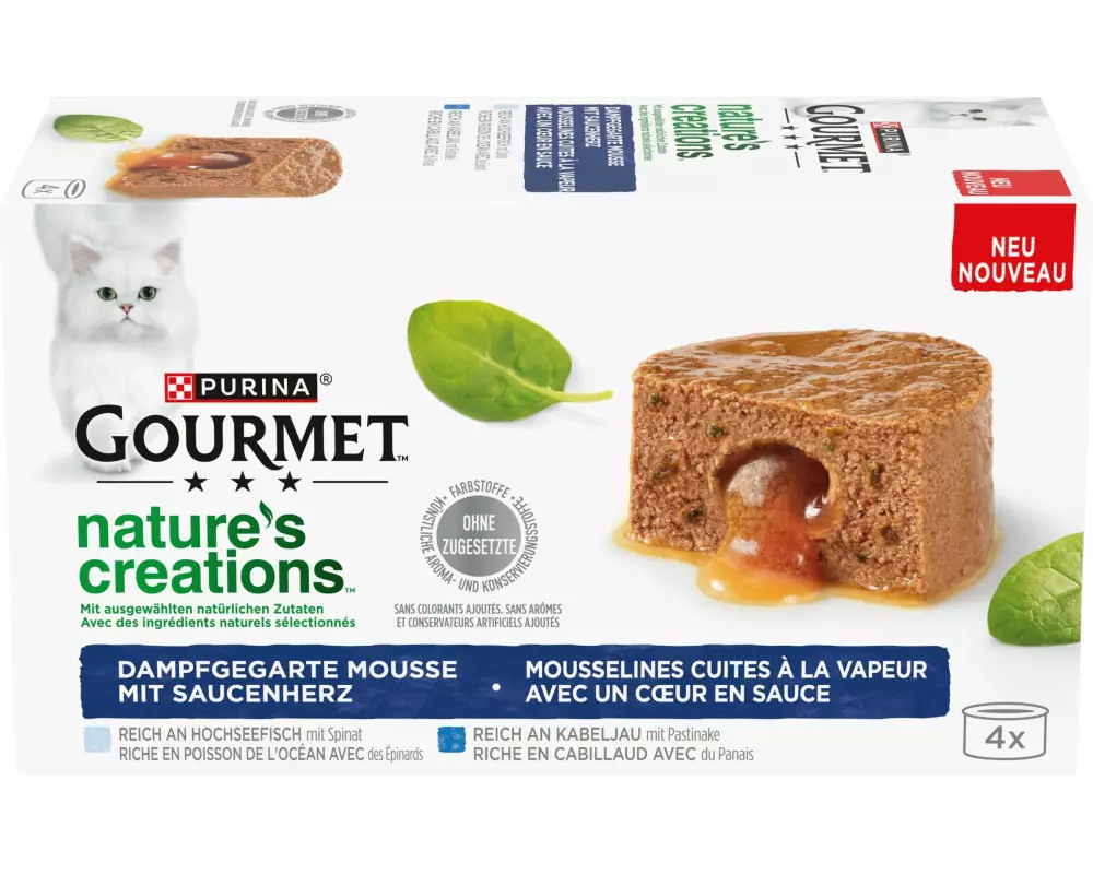 Purina Gourmet Nassfutter Nature's Creation Schmelzender Kern Fisch 4 x 85g