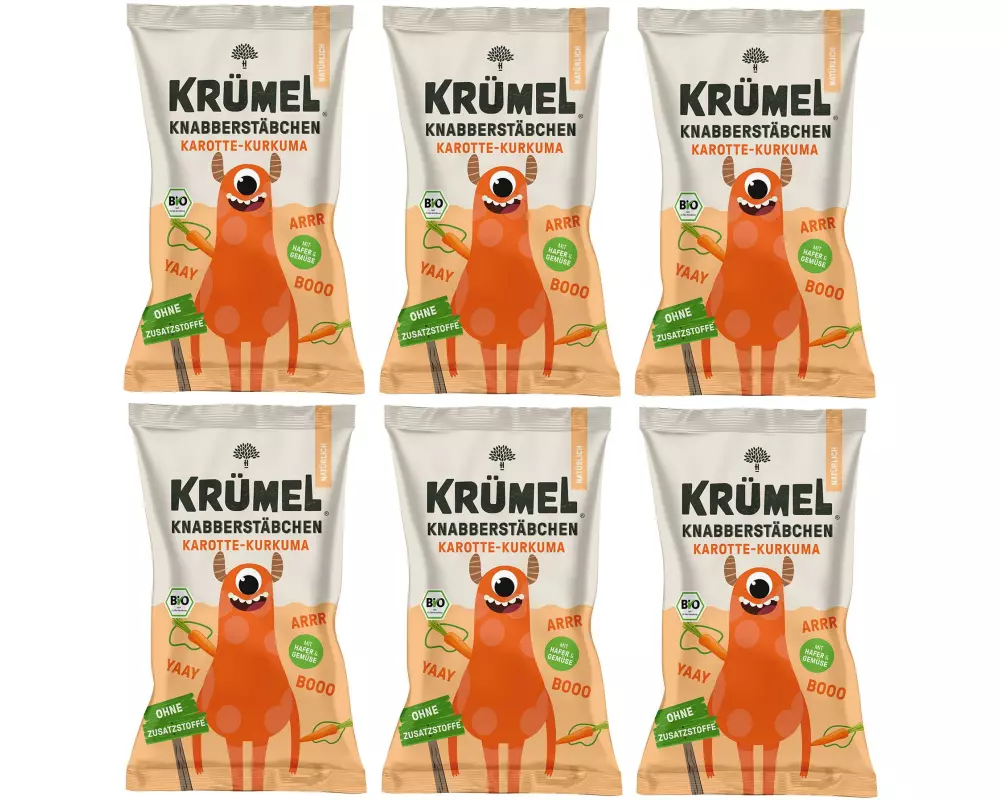 KRÜMEL Knabberstäbchen Karotte-Kurkuma 6x 60 g