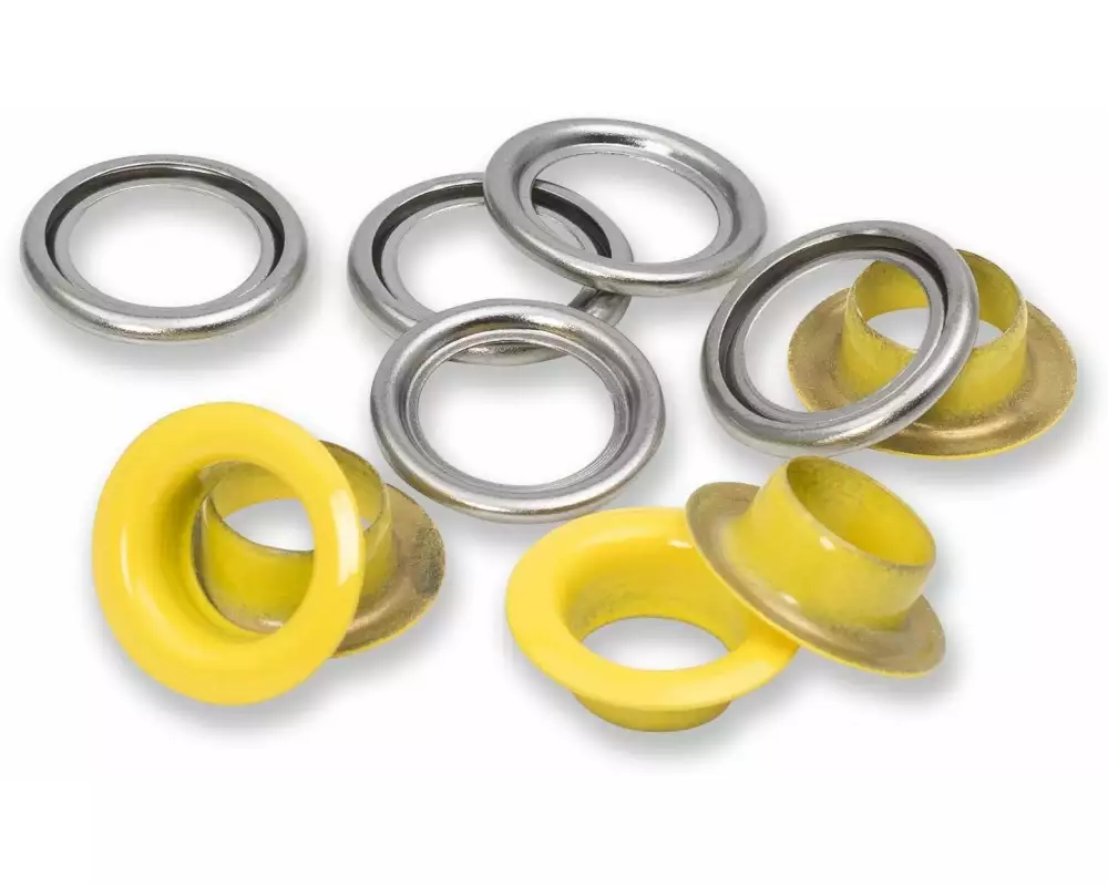 Prym Ösen mit Scheiben 20 Stück, Gelb-Silber