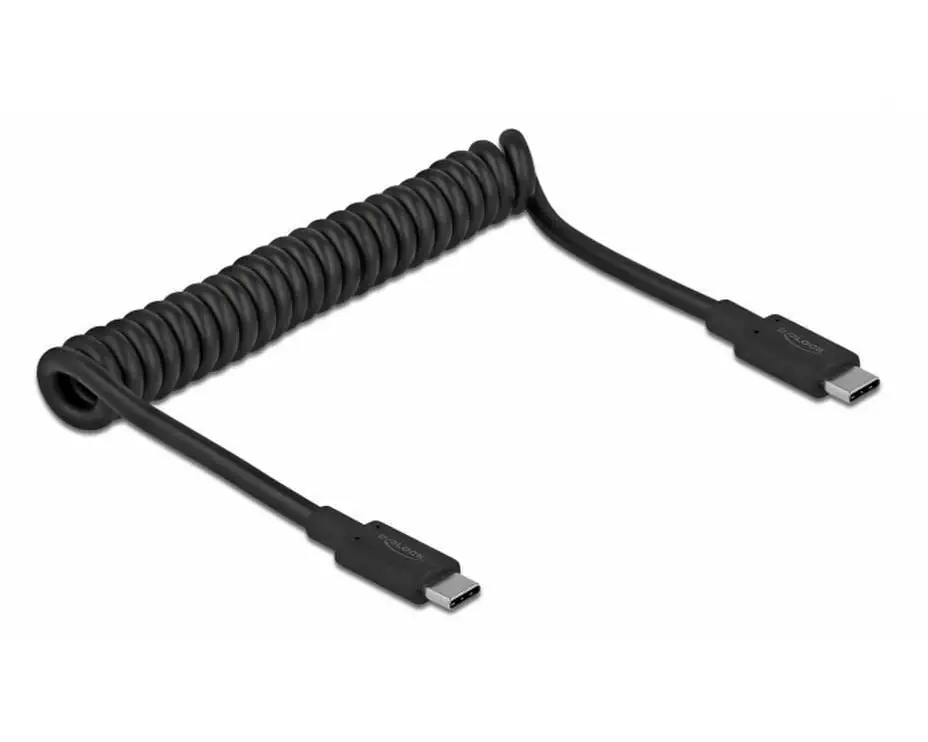 Delock USB 3.0-Spiralkabel 10Gbps, 3A USB-C - USB-C 0.7 m