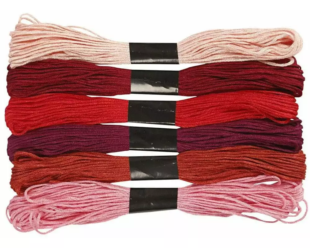 Creativ Company Stickgarn Baumwolle Rot 6 Bündel à 8 m