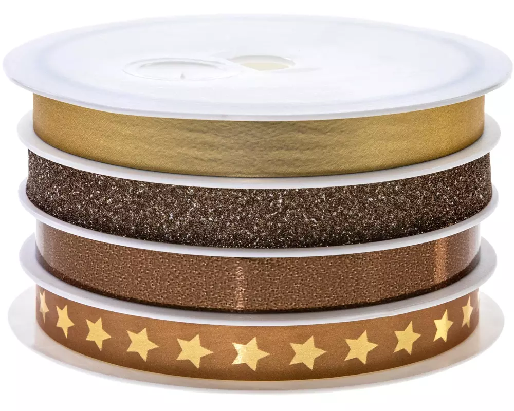 Pattberg Geschenkband Glitter Star 1 cm x 20 m, Gold