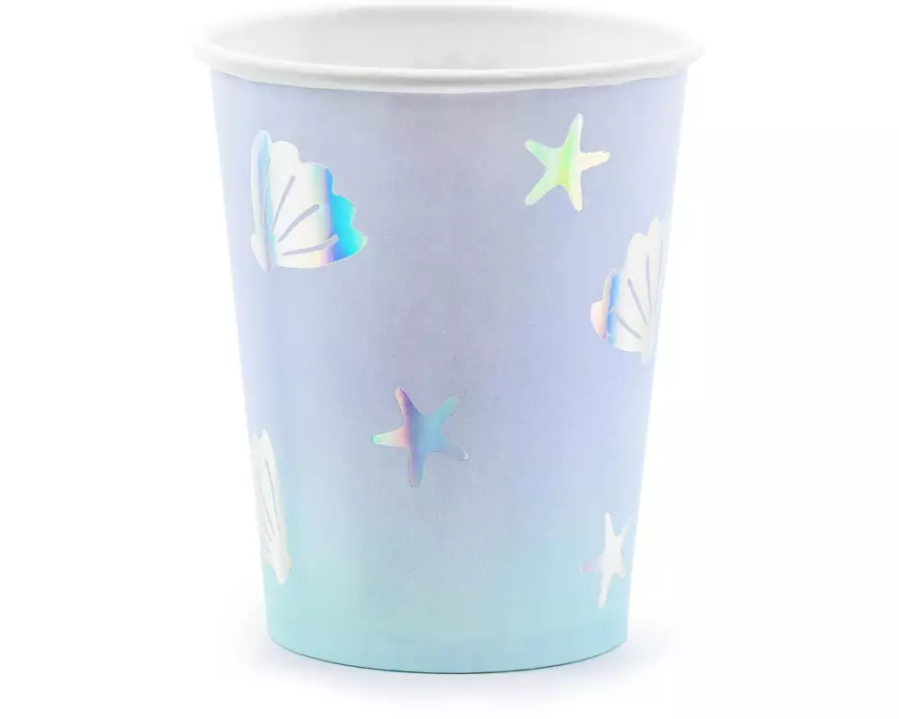 Partydeco Einwegbecher Narwal 220 ml, 6 Stück, Hellblau