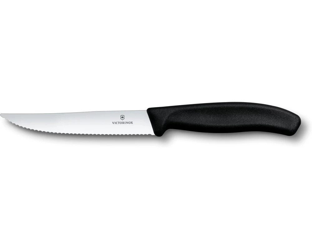Victorinox Steakmesser Swiss Classic, 12 cm, Wellenschliff, Schwarz