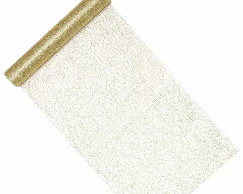 Partydeco Tischläufer Fasernetz 36 cm x 900 cm, Gold