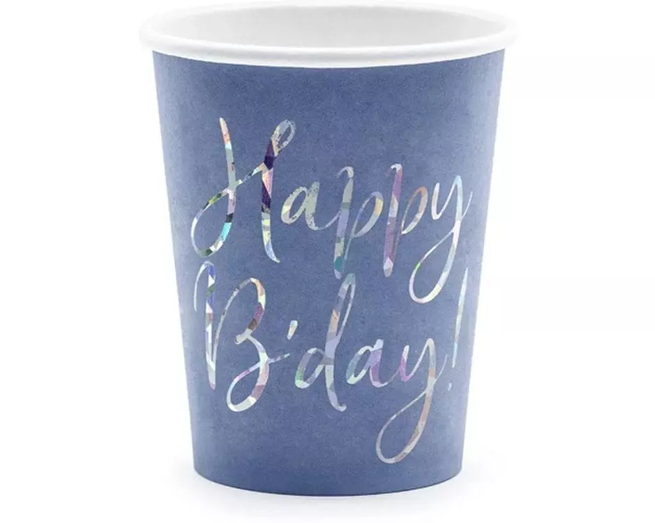 Partydeco Einwegbecher Happy Birthday 220 ml, 6 Stück
