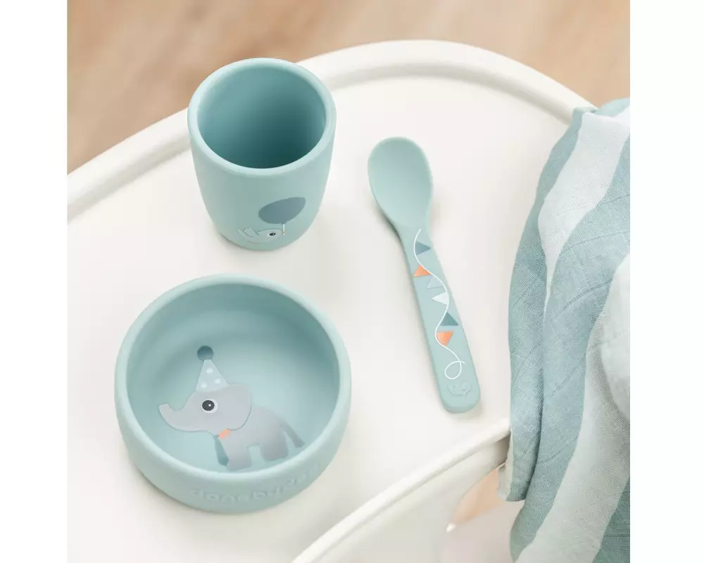 done by deer Kindergeschirrset Stick&Stay Esslernset Celebration Blau