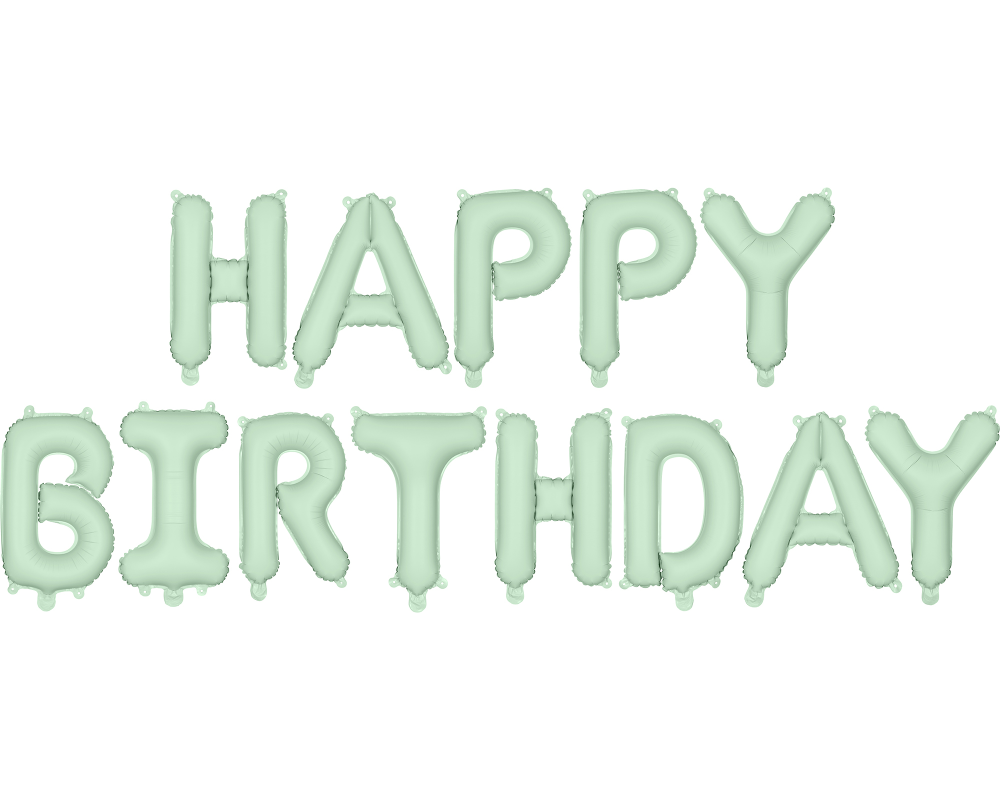 PARTYDECO Folienballon 340x35cm FB6T-012 Happy Birthday hellgrün
