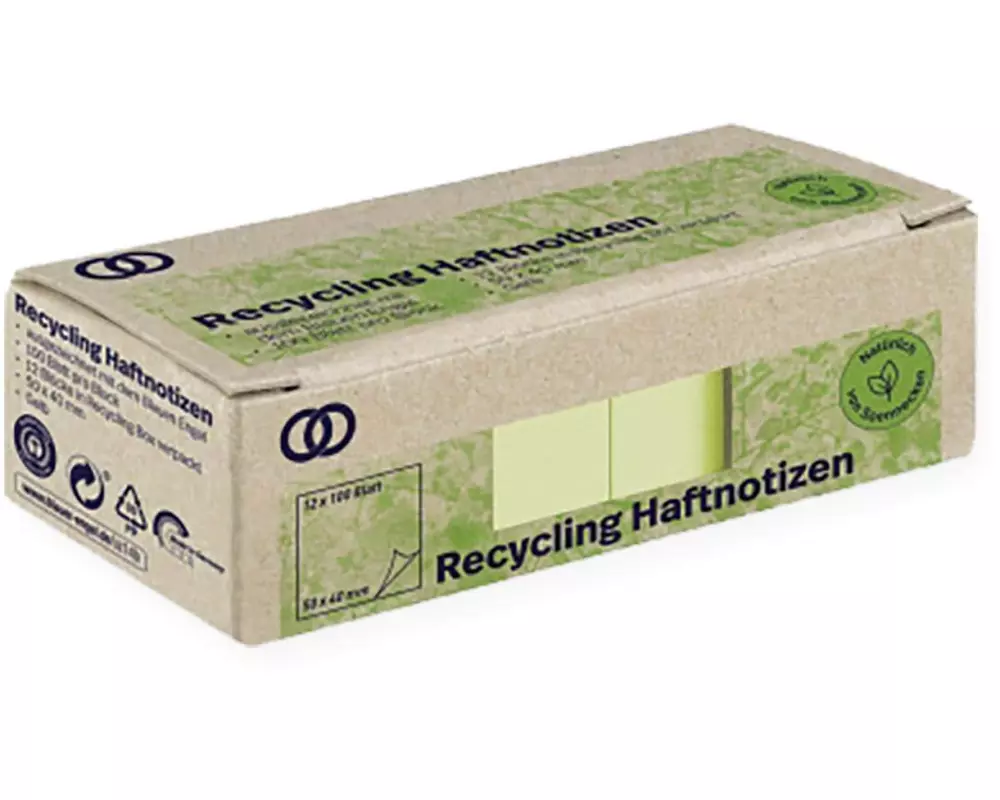 Soennecken Notizzettel oeco Recycling, 5 x 4 cm, 12 Stück, Gelb