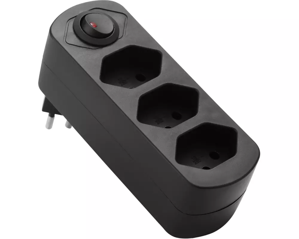 Schönenberger Abzweigstecker MOVE 3xT13 schwarz 270° drehbar mit Schalter