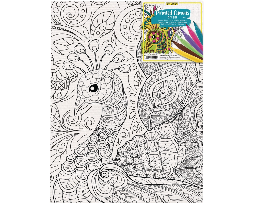 ONLINE Leinwand-Set 25.4x35.6cm 61042/6 Bird, inkl. 6 Brushpens