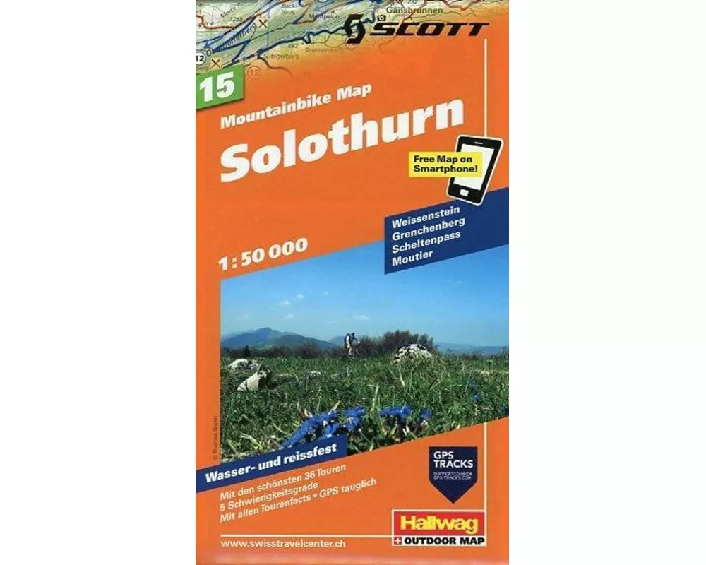 Hallwag Mountainbike-Karte 15 Solothurn 1:50.000