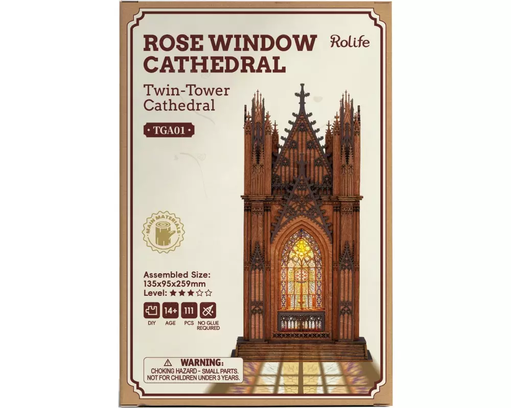 Rolife Rolife Twin-Tower Cathedral Holzpuzzle Holzmodellbausatz
