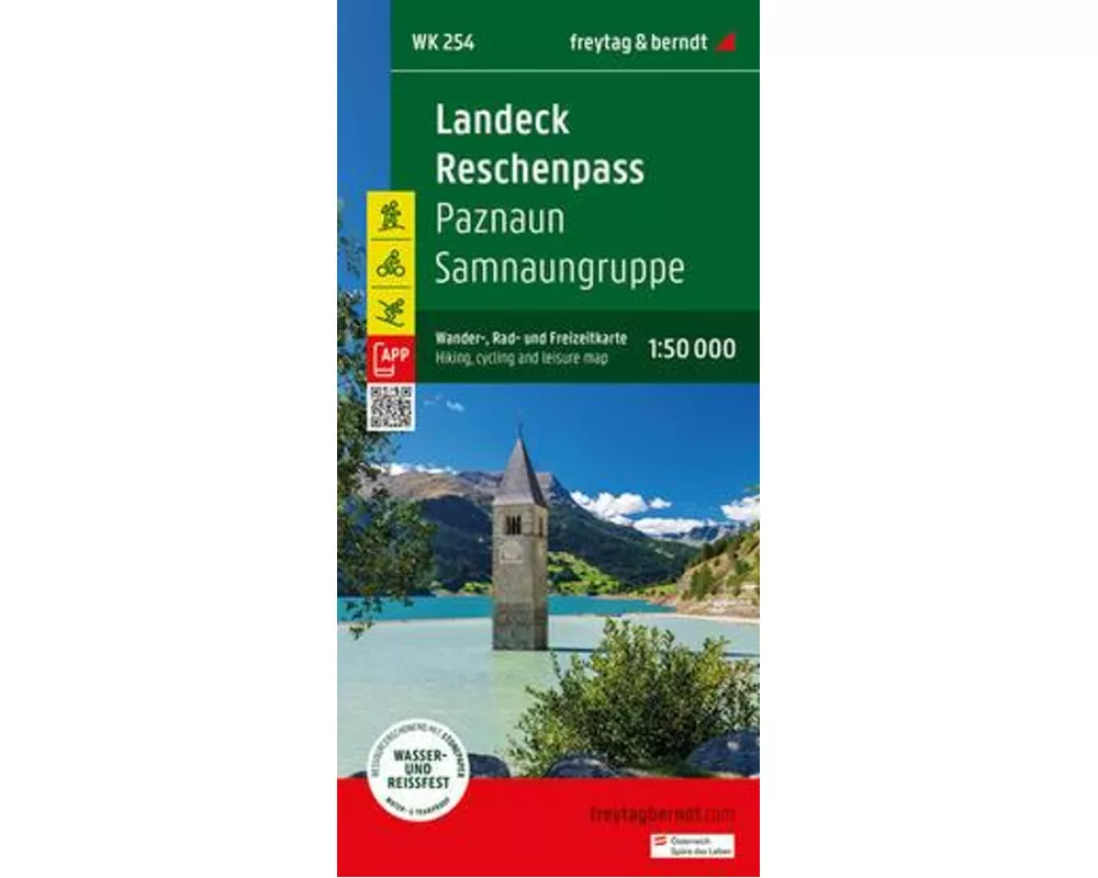 freytag & berndt Wanderkarte WK 254 Landeck - Reschenpass, Paznaun - Samnaungruppe 1:50.000