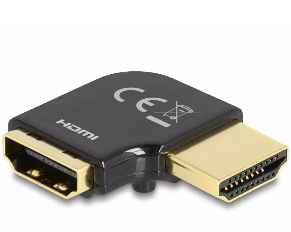 Delock Adapter 90° links gewinkelt, 8K 60 Hz HDMI - HDMI
