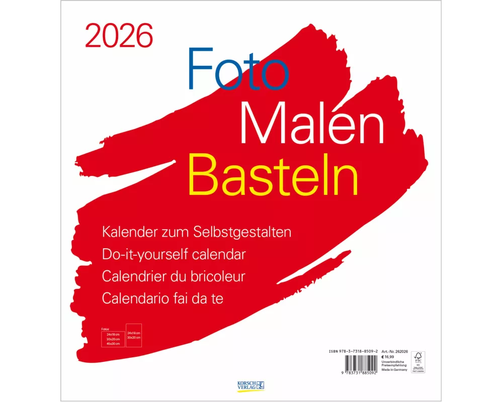 Foto-Malen-Basteln Bastelkalender weiß groß 2026