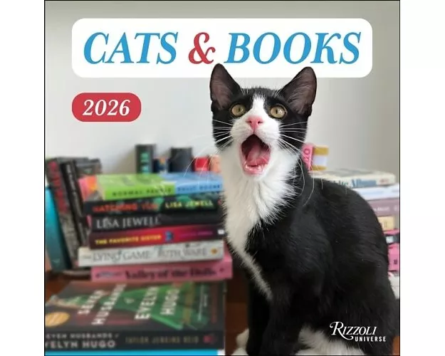 Cats and Books 2026 Wall Calendar
